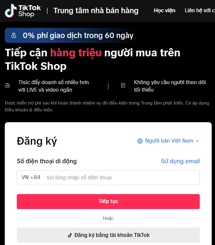 gian h&agrave;ng TikTok Shop 