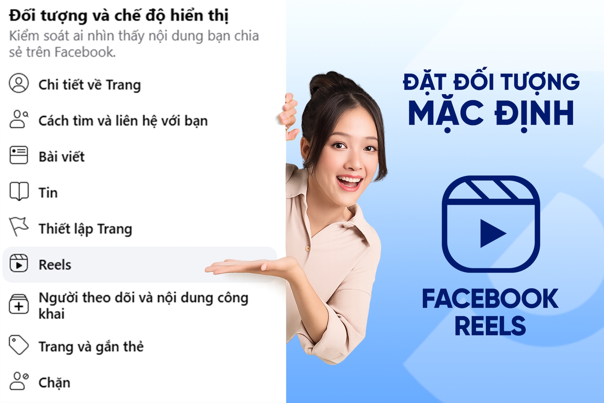 Đặt đối tượng mặc định cho thước phim trên Facebook