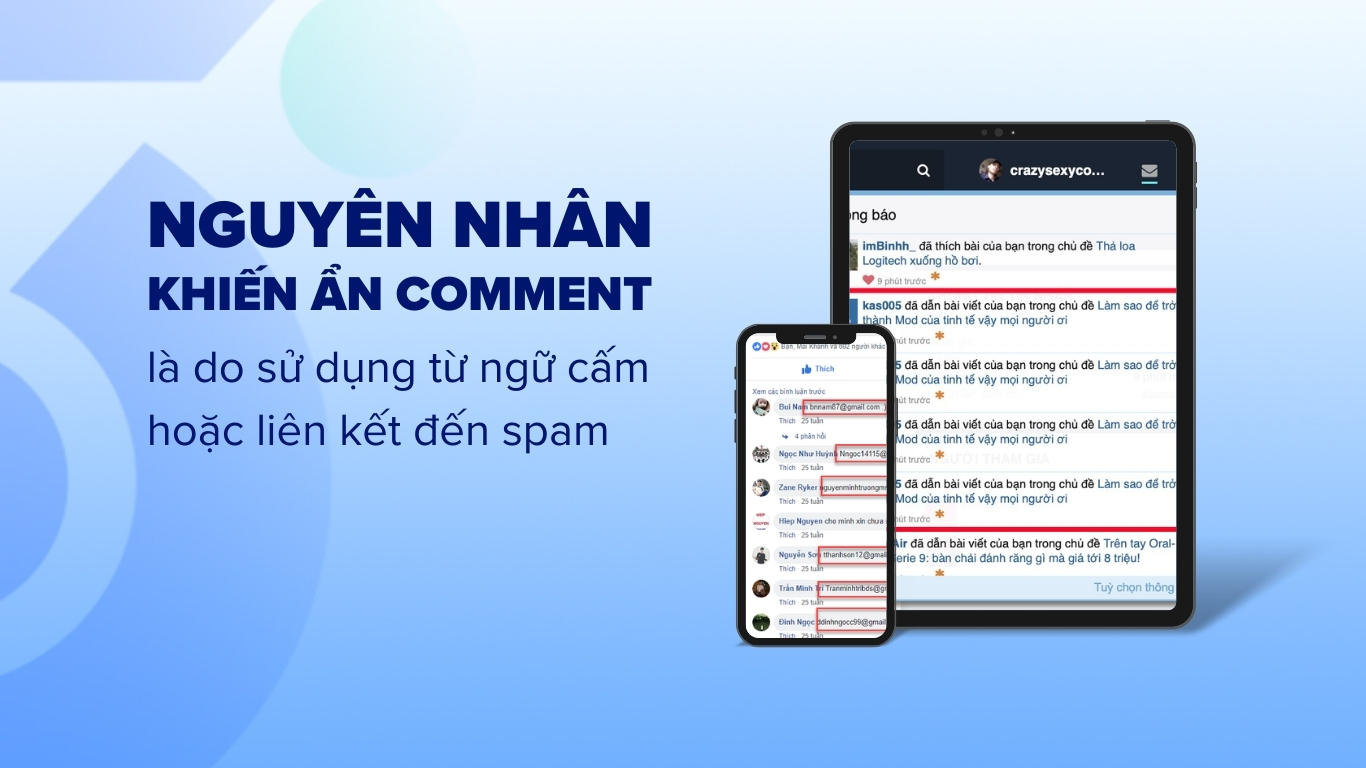 Một nguyên nhân khiến ẩn comment khi livestream là do sử dụng từ ngữ cấm hoặc liên kết đến spam