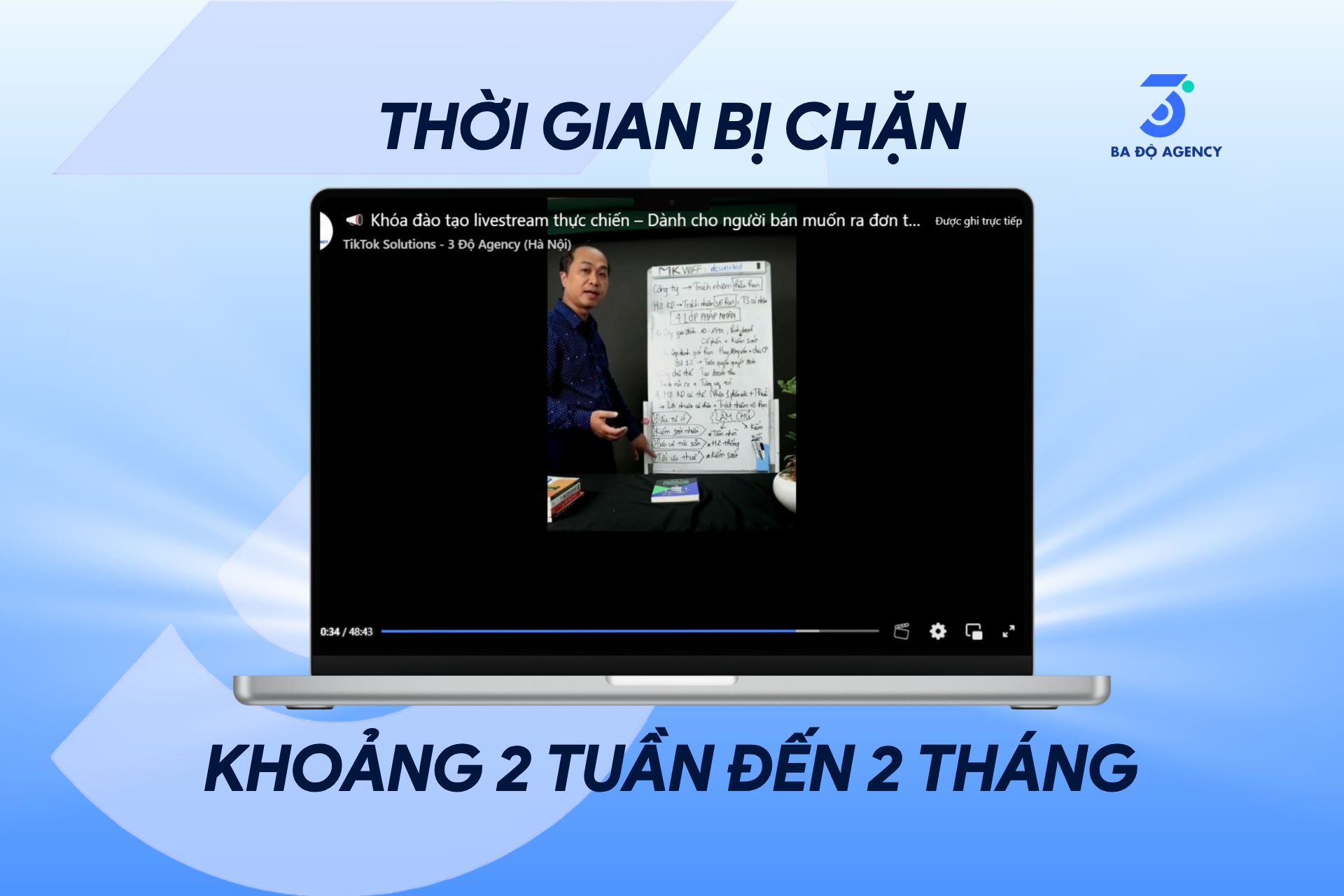 Từ 2 tuần đến 2 tháng là thời gian phổ biến mà tài khoản có thể bị chặn livestream