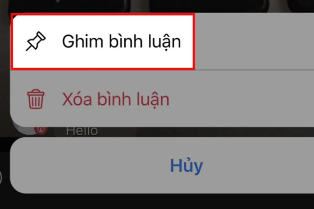 Lựa chọn tính năng Ghim bình luận để ghim lại nội dung đó ngay trong phiên Live