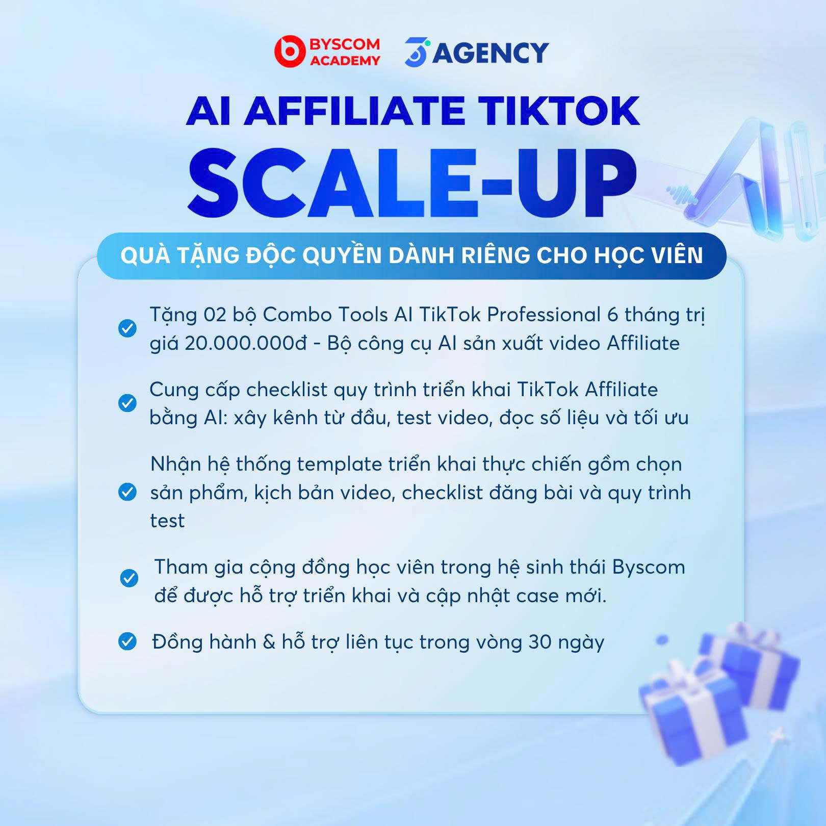 KH&Oacute;A HỌC "AI AFFILIATE SCALE-UP" X&Acirc;Y 100 K&Ecirc;NH AFFILIATE BẰNG AI - BA ĐỘ AGENCY x BYSCOM ACADEMY