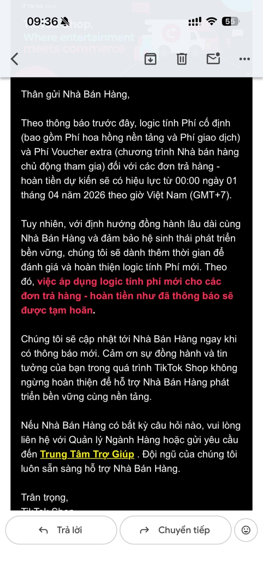 Ch&iacute;nh thức, TikTok ho&atilde;n tăng ph&iacute; hoa hồng v&agrave; &aacute;p dụng ho&agrave;n hủy cho Shop ng&agrave;y 1/4 tới